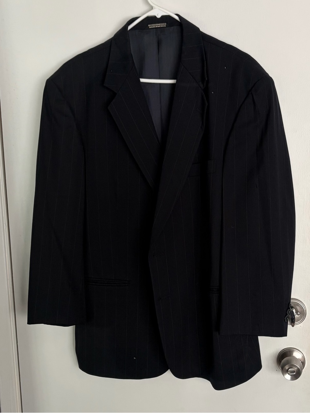 Stafford Black Pinstripe Suit Jacket